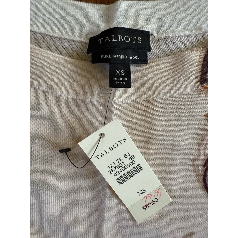 Talbots 100% Merino Wool Beige Orange Paisley Print Knit Size X-Small XS NEW!!! - Picture 4 of 4